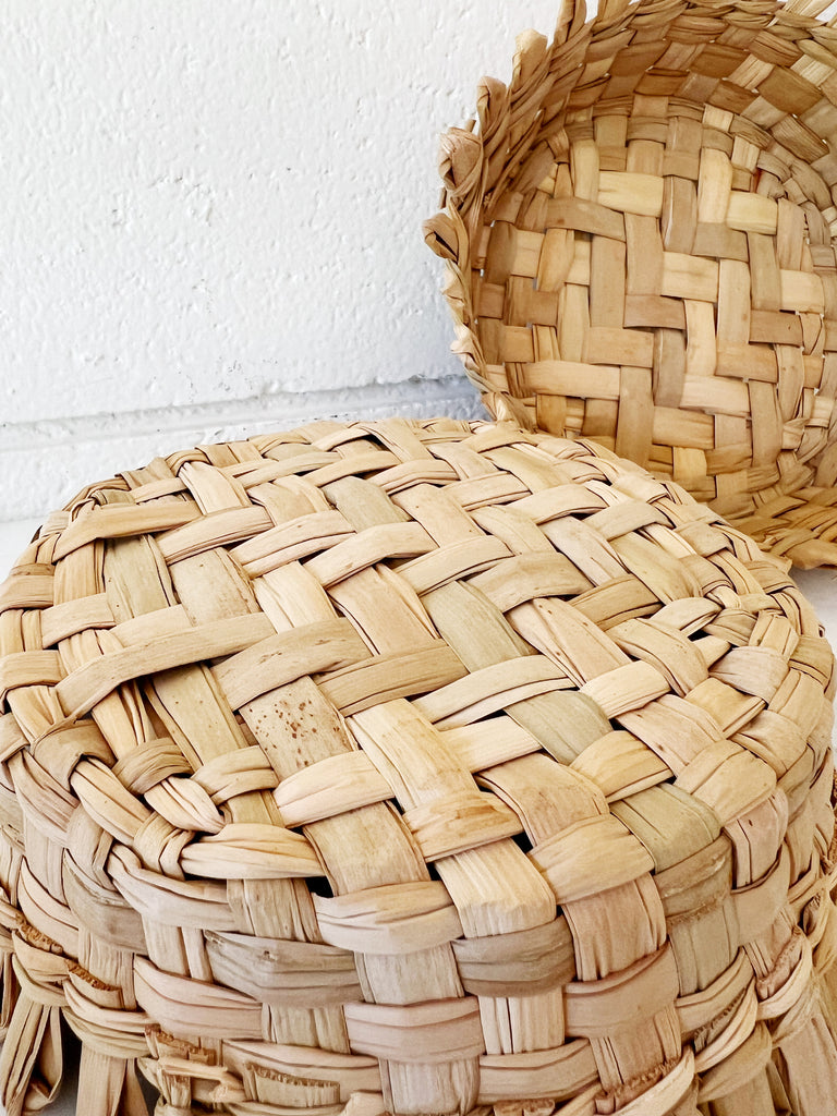 Handwoven Palm Leaf Basket Set of 2
