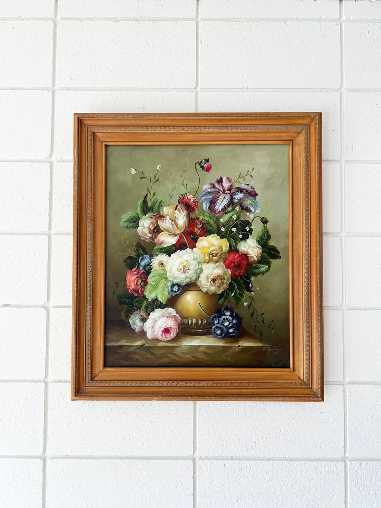 Framed Original Painting 20th Century Floral Still Life