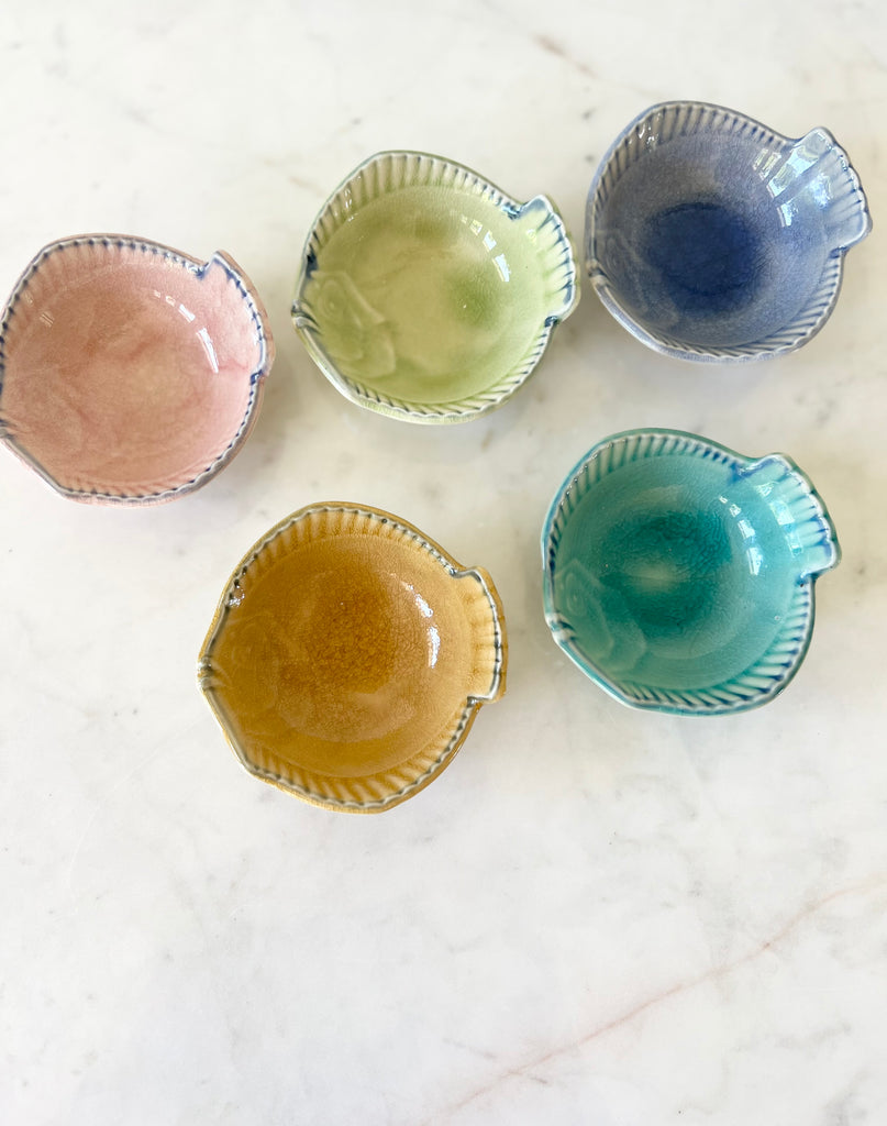 Glazed Ceramic Fish Bowl Set of 5
