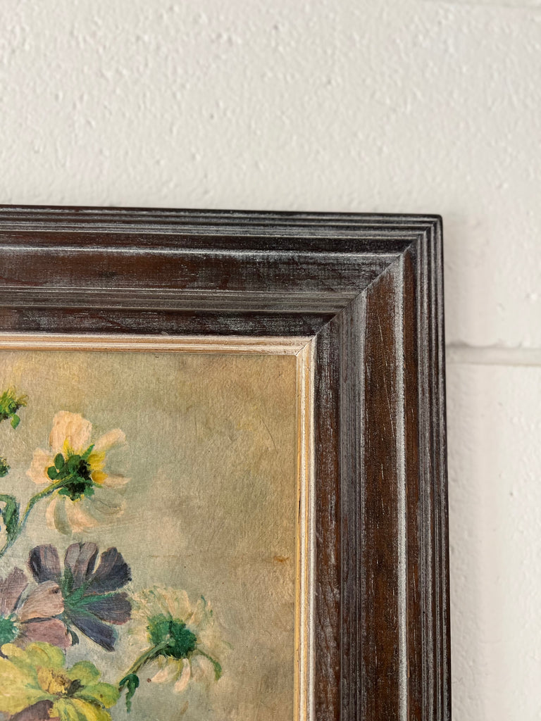 Framed Vintage Litho Print, Still Life Flowers and Fruit