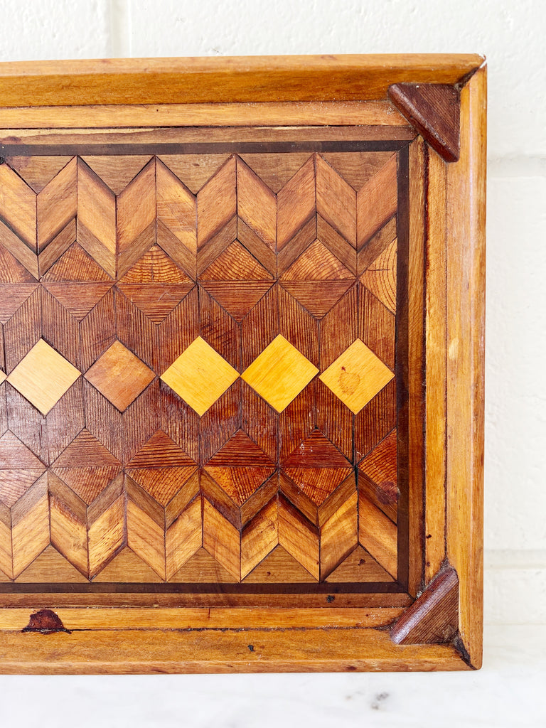 Mid Century Chevron Mixed Woods Serving Tray