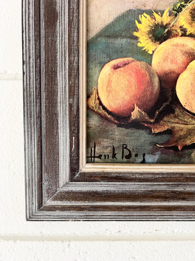 Framed Vintage Litho Print, Still Life Fruit and Flowers