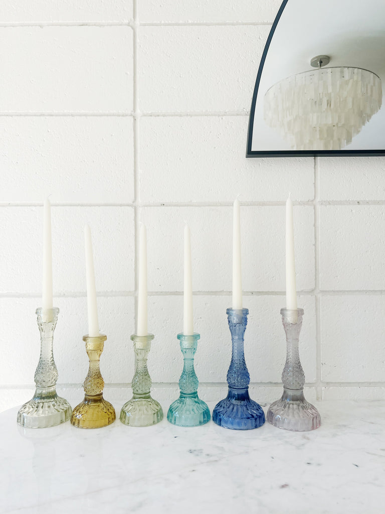Crafted Glass Colorful Candle Holder Set