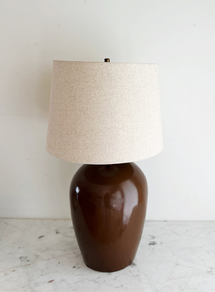 Brown Barrel Table Lamp