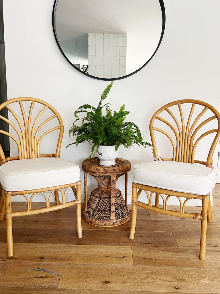 Vintage Rattan Accent Chair Set