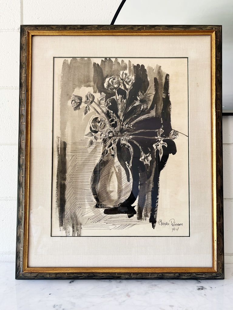 Expressionism Ink Wash Floral Bouquet