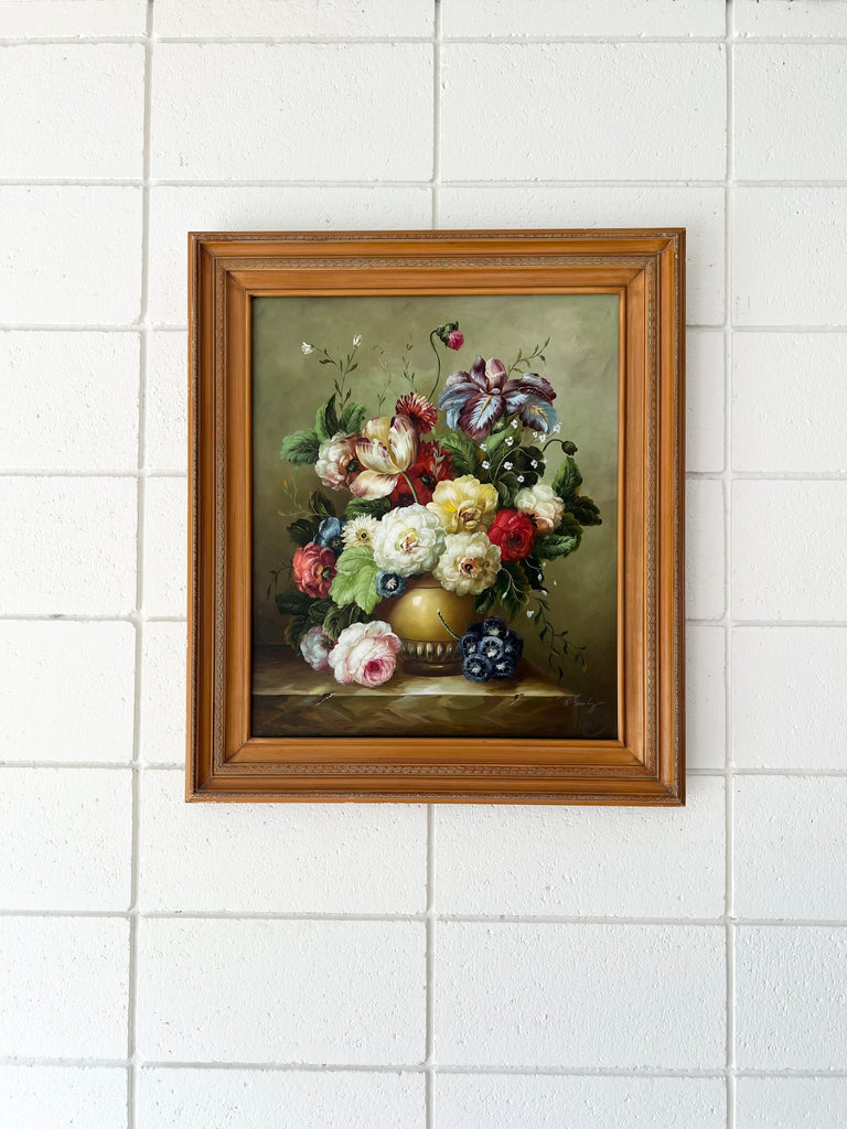 Framed Original Painting 20th Century Floral Still Life