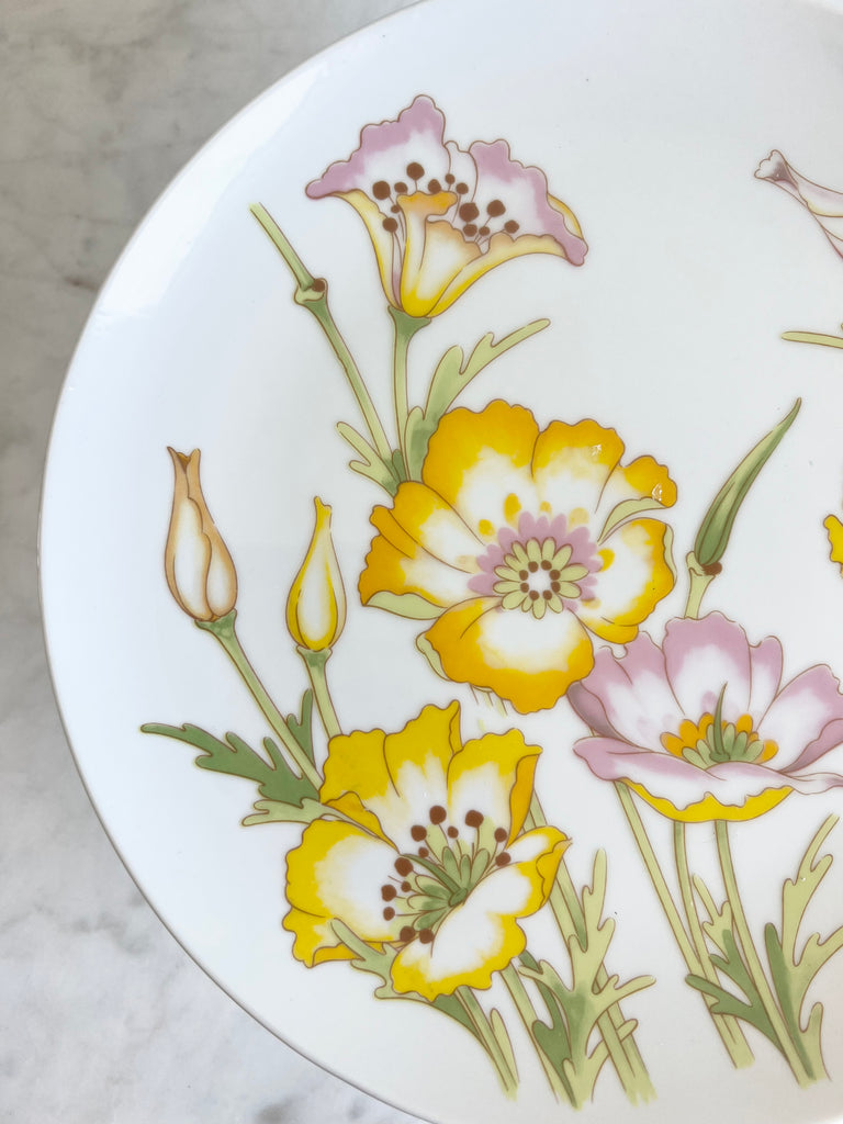 Footed Floral Pedestal Dessert Plate