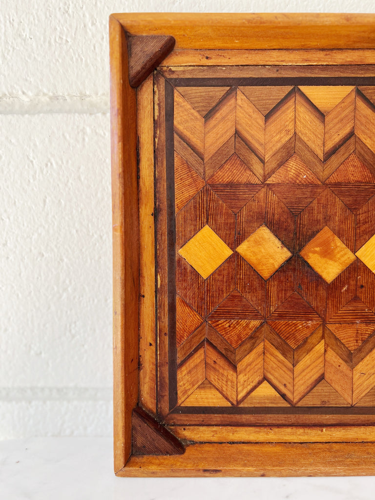 Mid Century Chevron Mixed Woods Serving Tray