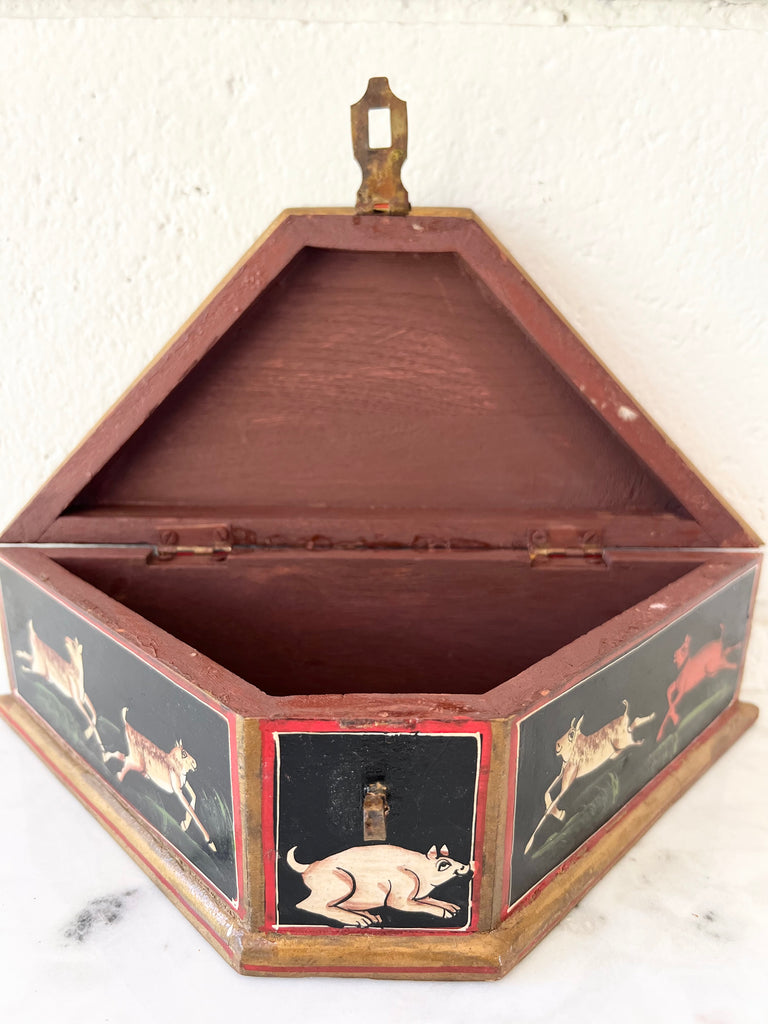 Antique Hand-painted Indian Folk Art Box