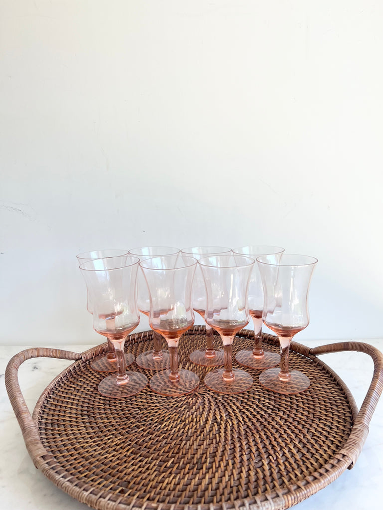 Vintage Pink Depression Set of 8 Wine Glasses