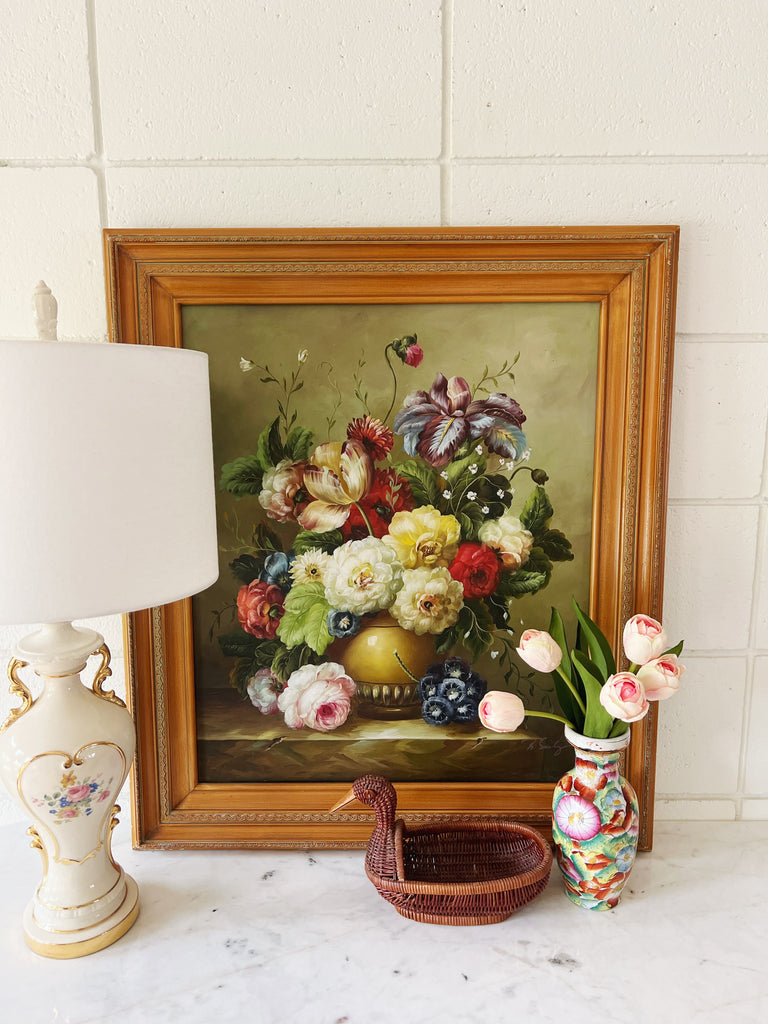 Framed Original Painting 20th Century Floral Still Life