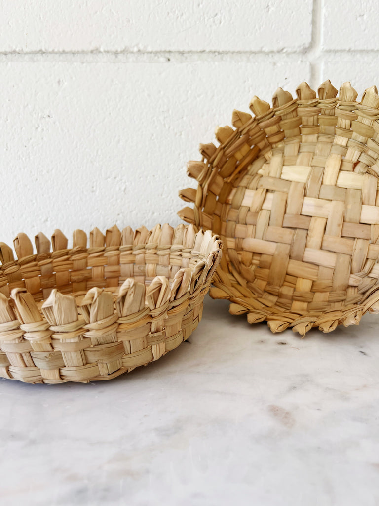 Handwoven Palm Leaf Basket Set of 2
