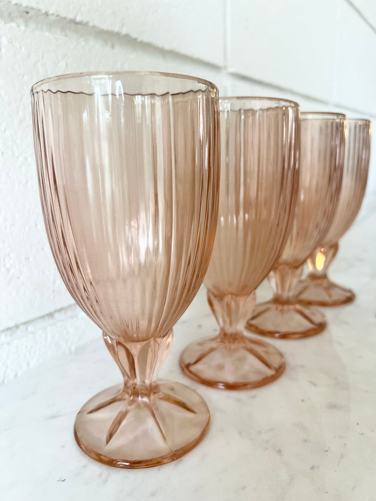 Vintage Pink Fosteria Glassware Set of 8