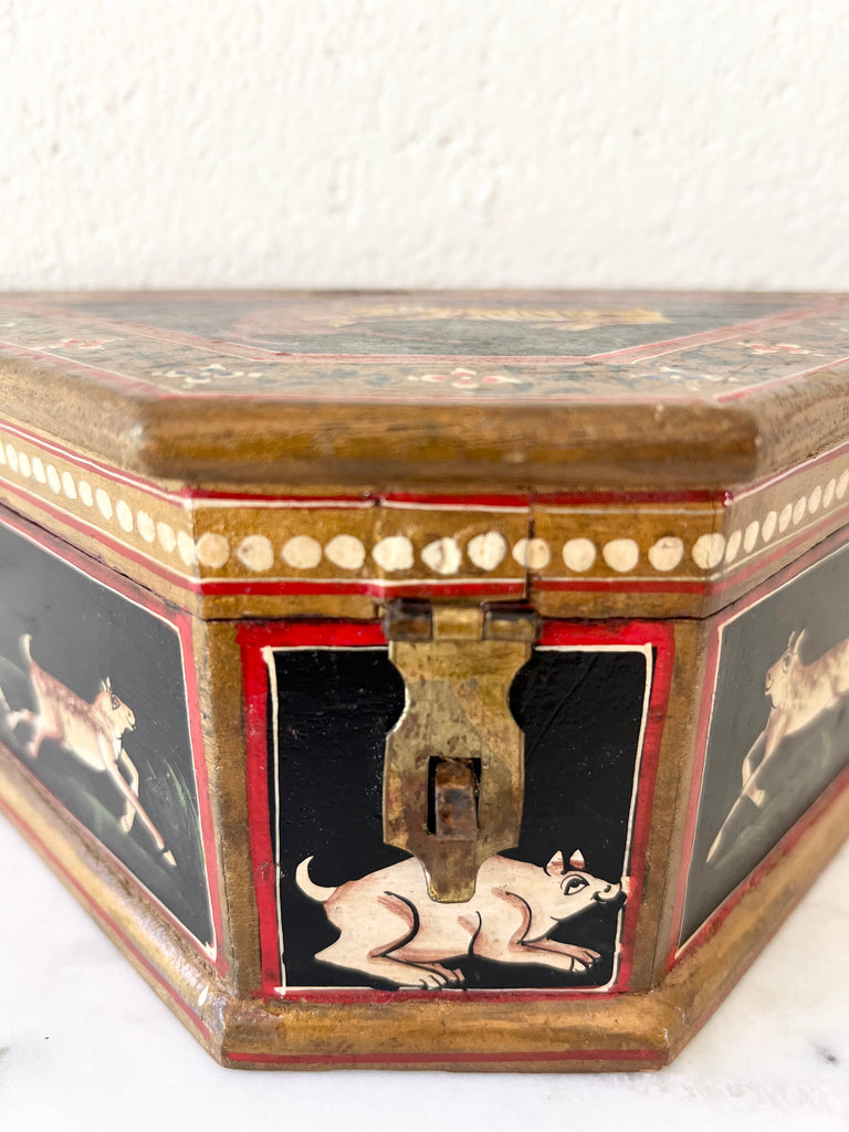 Antique Hand-painted Indian Folk Art Box