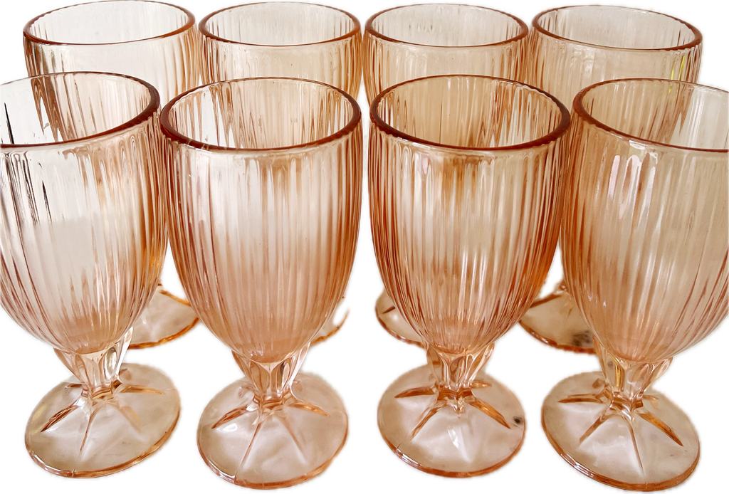 Vintage Pink Fosteria Glassware Set of 8
