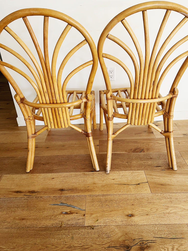 Vintage Rattan Accent Chair Set