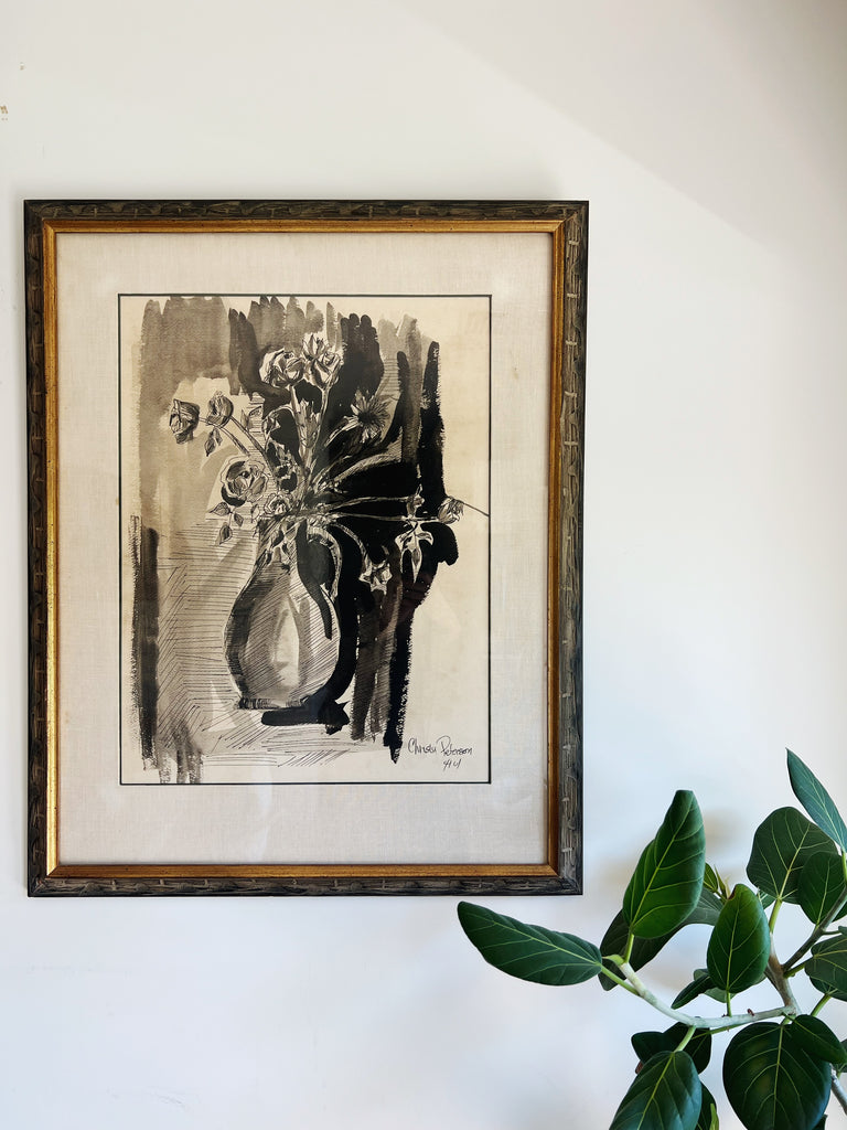 Expressionism Ink Wash Floral Bouquet