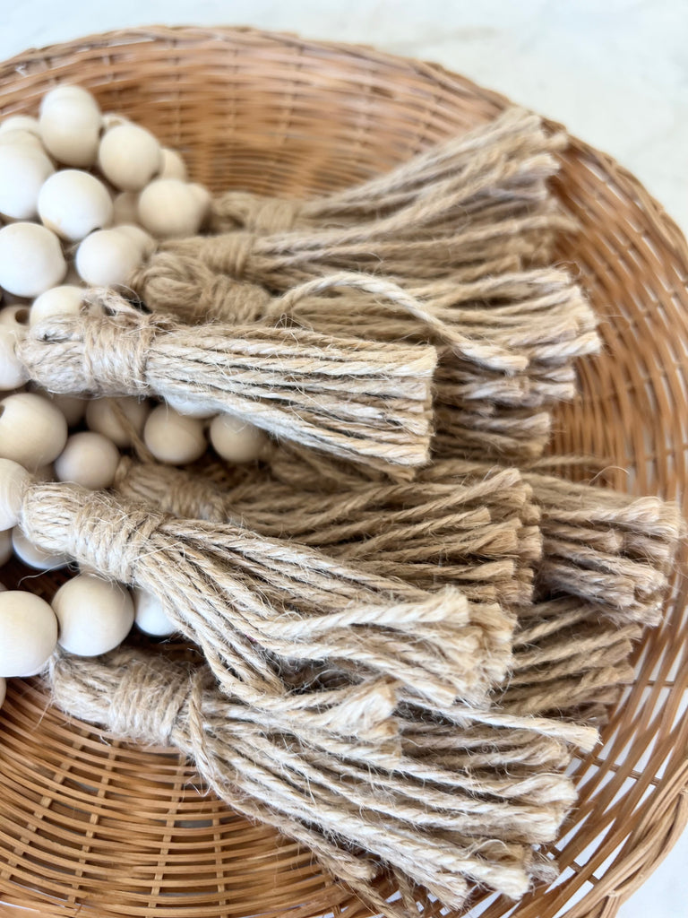 Beaded Tassel Jute Twine Napkin Holders