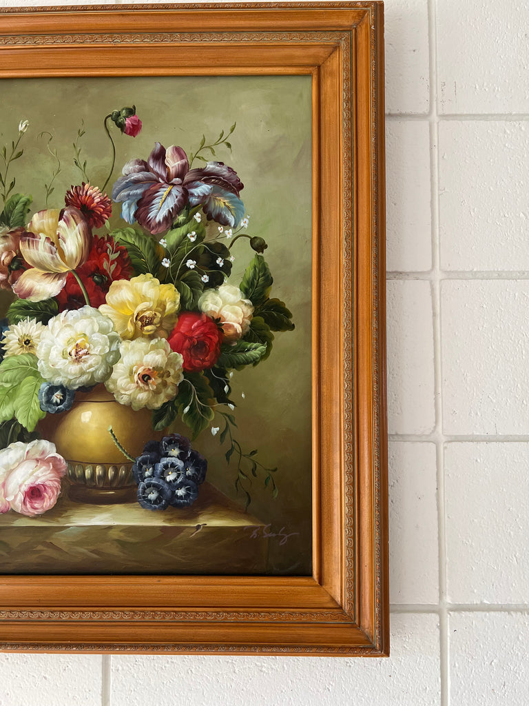 Framed Original Painting 20th Century Floral Still Life