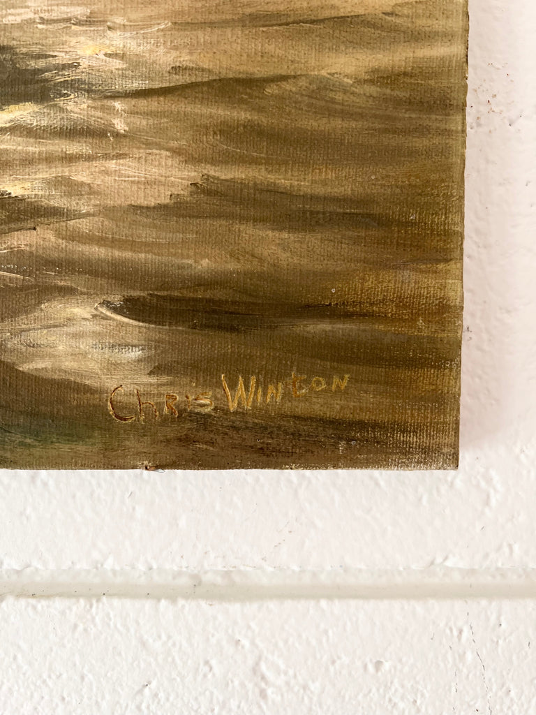 Signed Original Painting Mid 20th Vintage Sailboat Seascape