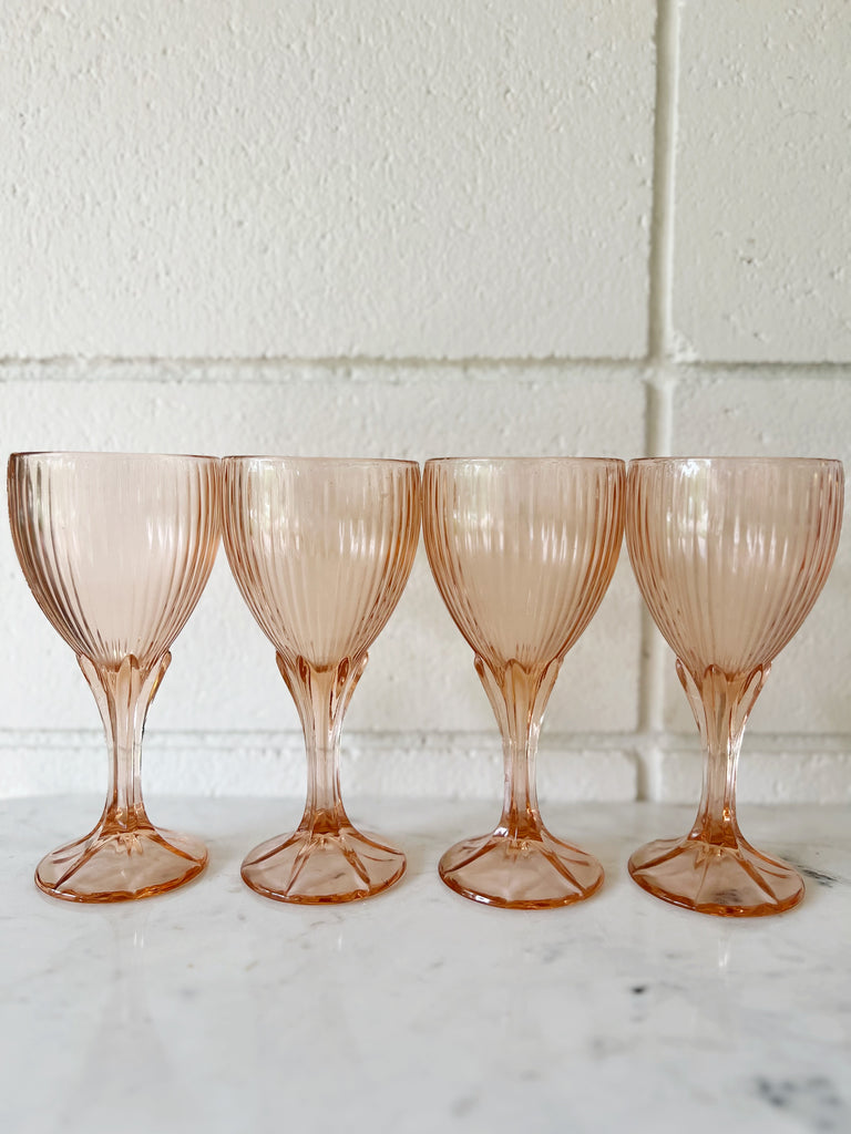 Vintage Pink Fosteria Glassware Set of 8