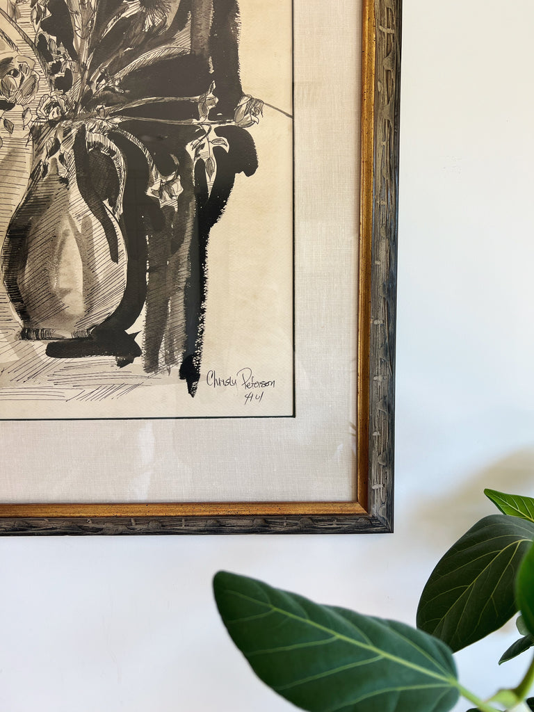 Expressionism Ink Wash Floral Bouquet