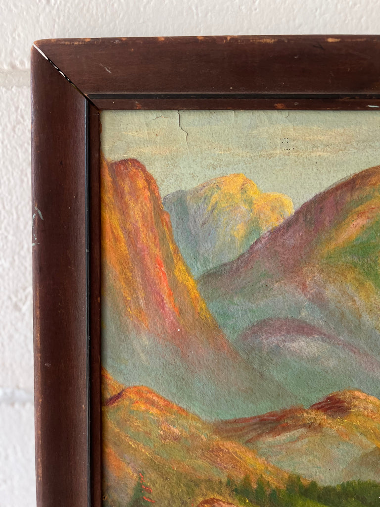 Framed Original Painting Lakeside Cabin