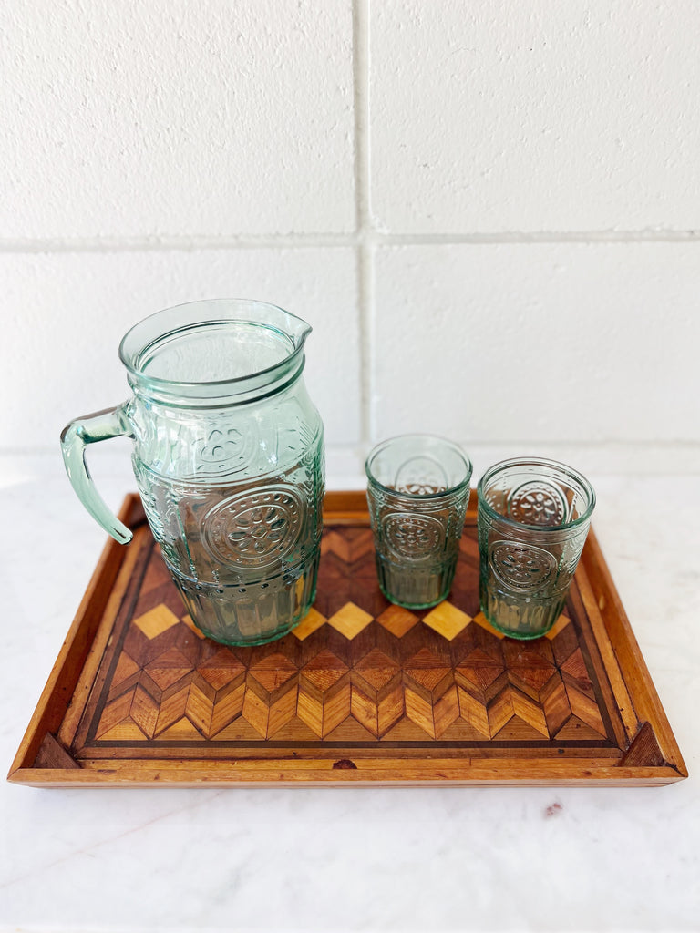 Mid Century Chevron Mixed Woods Serving Tray