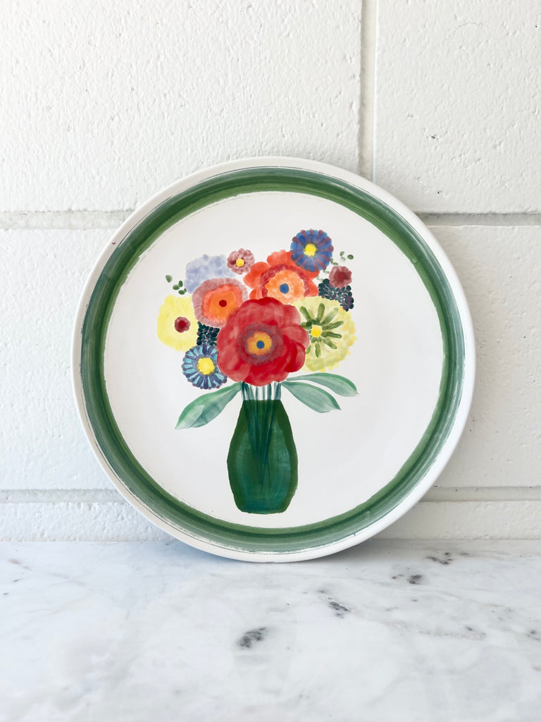 Ceramic Hand-painted Decorative Plate with Floral Motif