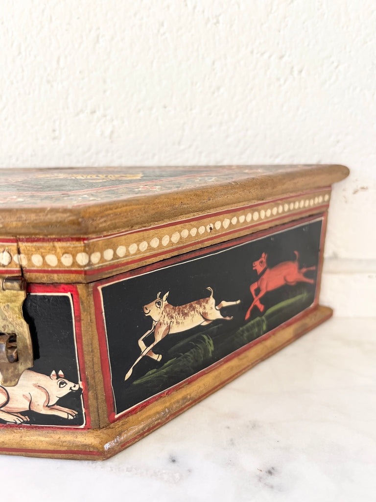 Antique Hand-painted Indian Folk Art Box