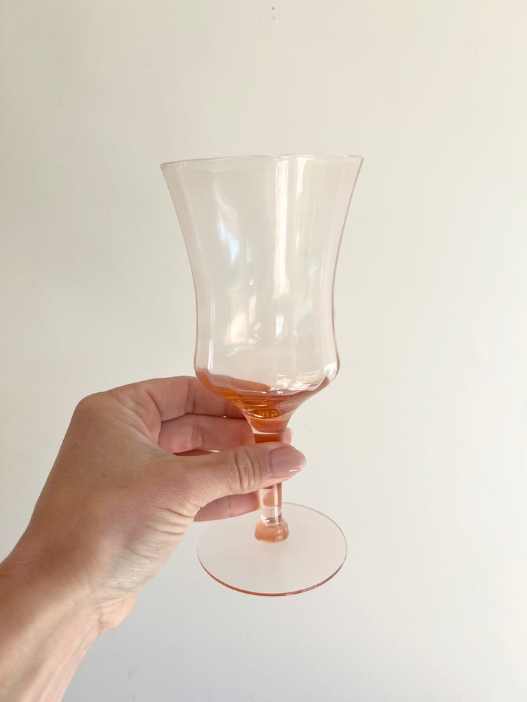 Vintage Pink Depression Set of 8 Wine Glasses