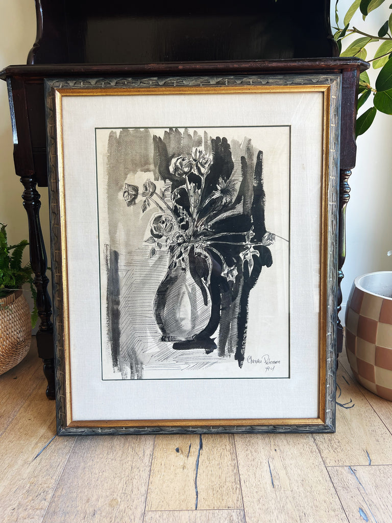 Expressionism Ink Wash Floral Bouquet