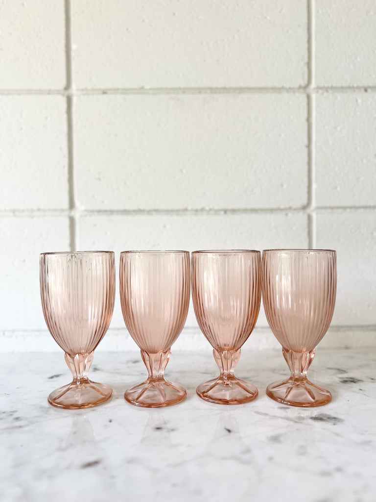 Vintage Pink Fosteria Glassware Set of 8