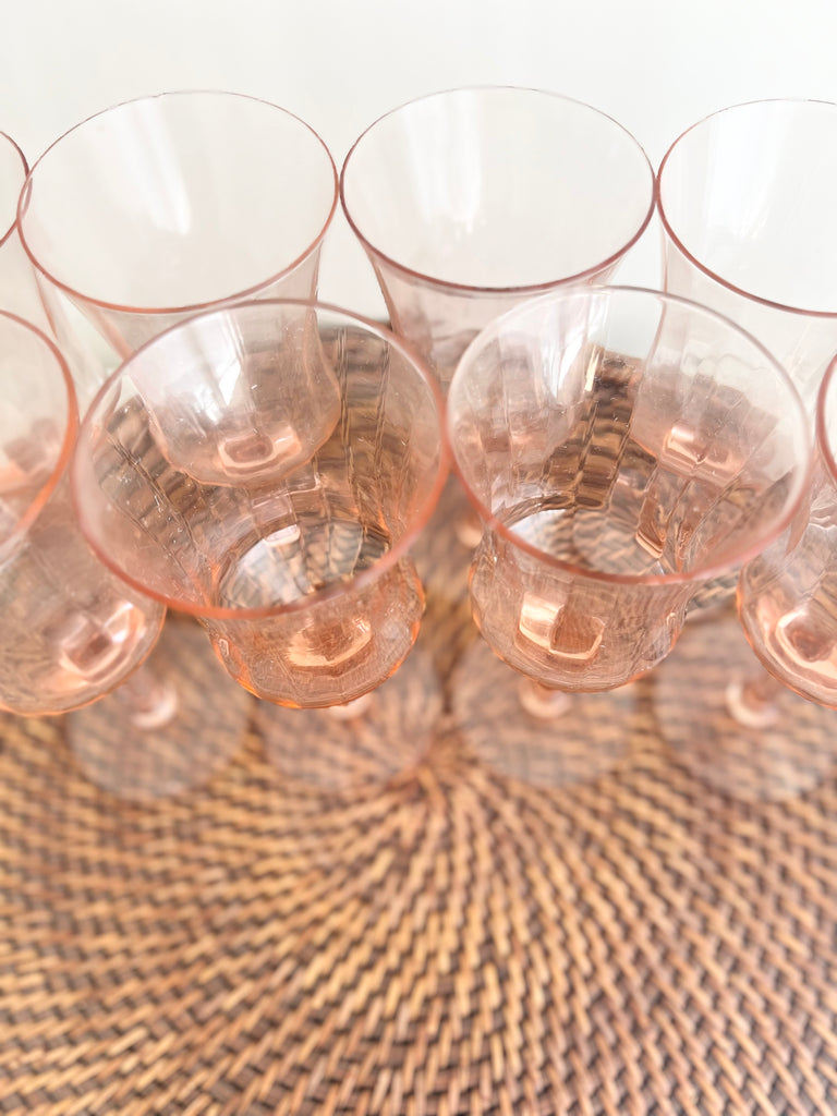 Vintage Pink Depression Set of 8 Wine Glasses