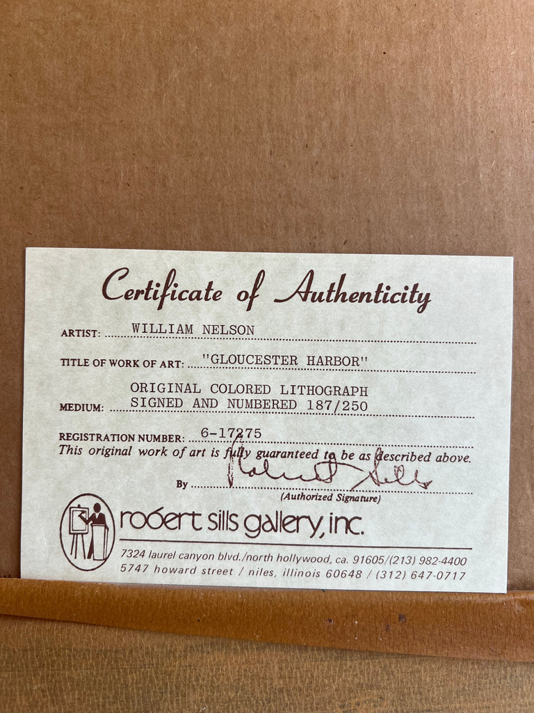 Framed Original “Gloucester Harbor” with Authenticity Certification
