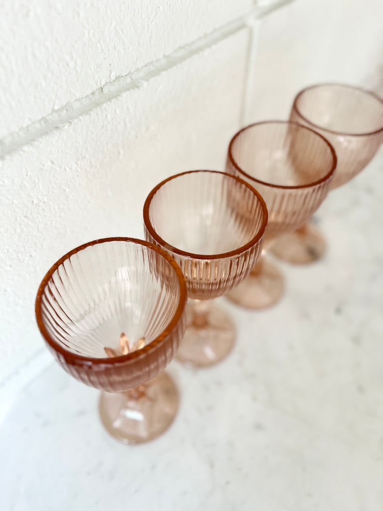 Vintage Pink Fosteria Glassware Set of 8