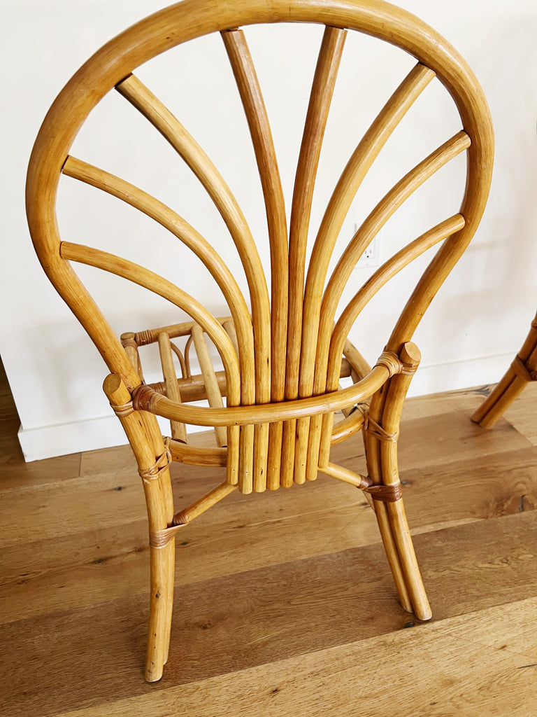 Vintage Rattan Accent Chair Set