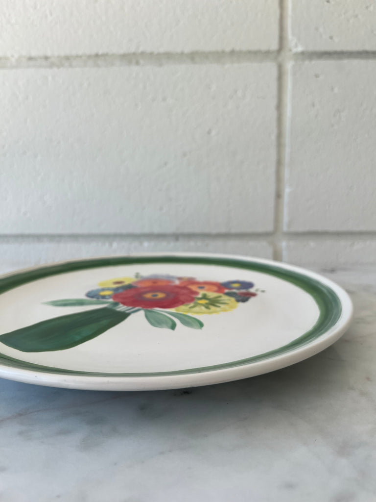 Ceramic Hand-painted Decorative Plate with Floral Motif