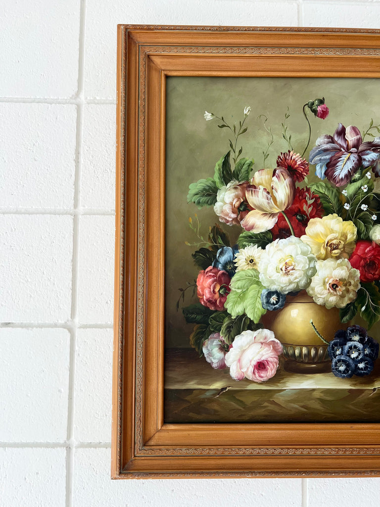Framed Original Painting 20th Century Floral Still Life