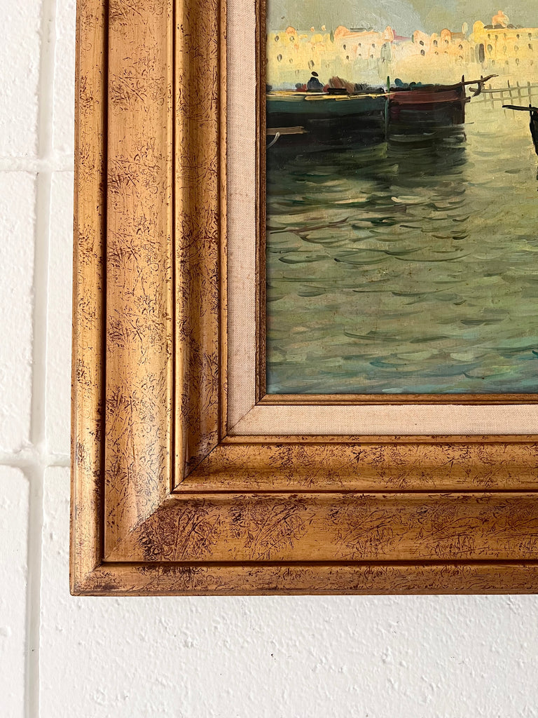 Framed Original Painting Fisherman Coastal Seascape