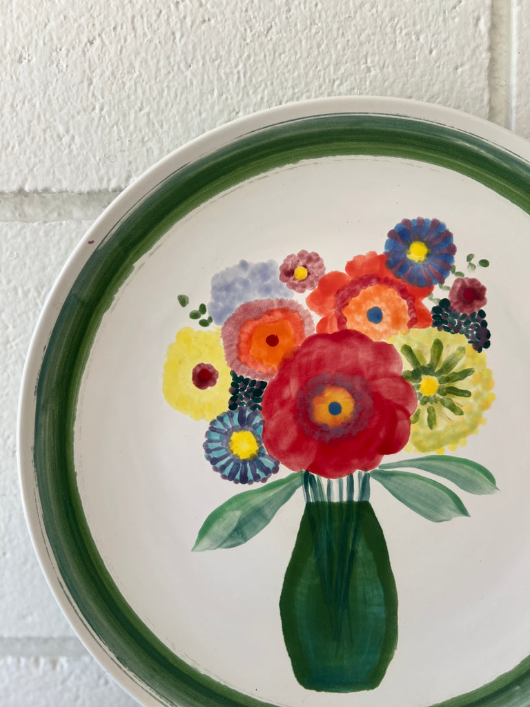 Ceramic Hand-painted Decorative Plate with Floral Motif