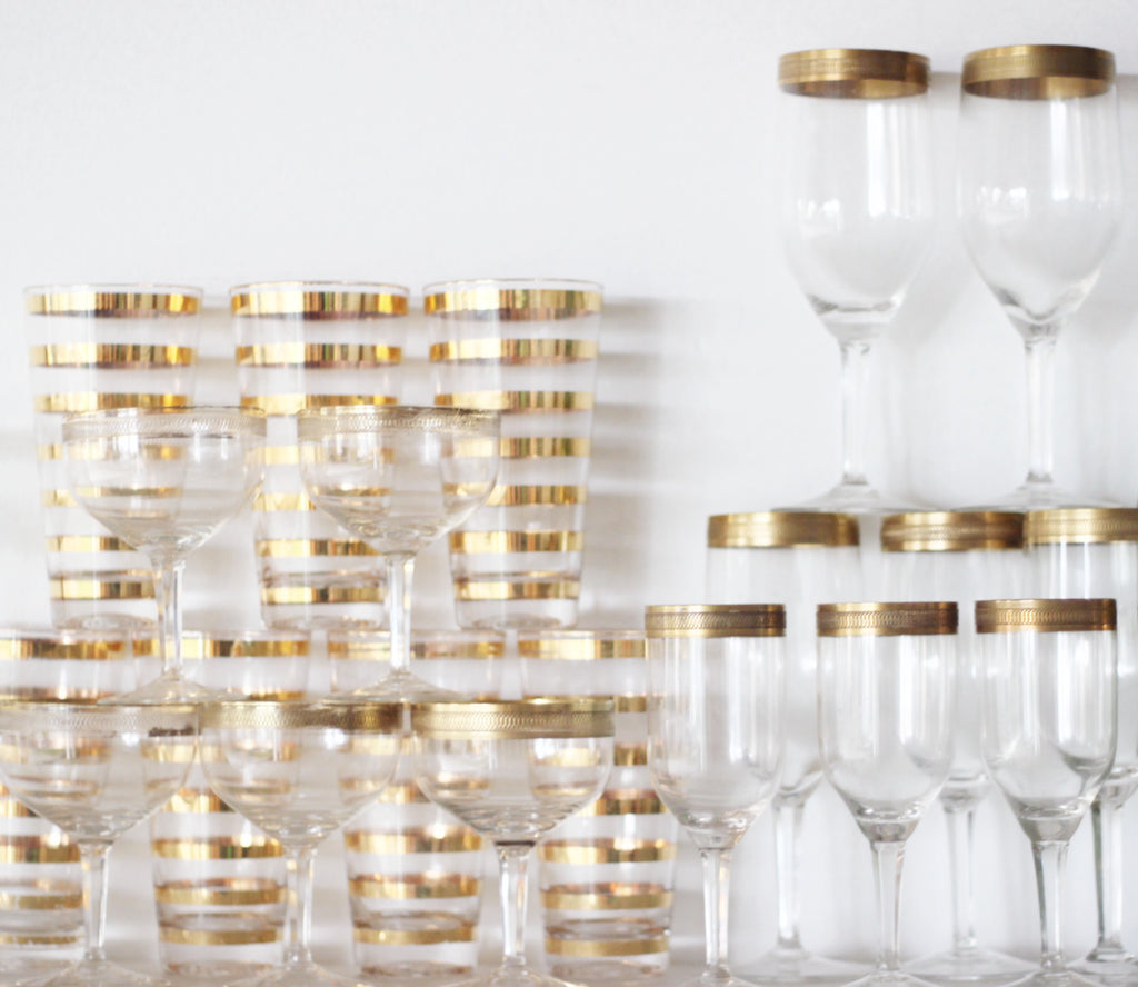 Stunning gold trim vintage glassware