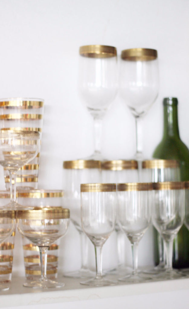 Stunning gold trim vintage glassware
