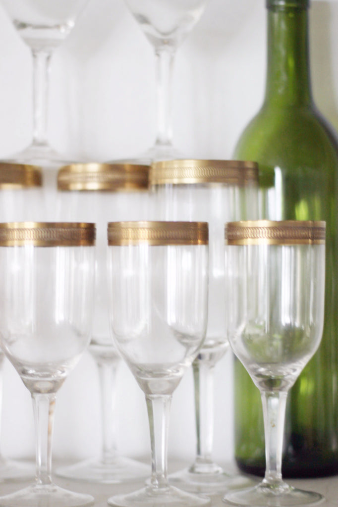 Stunning gold trim vintage glassware