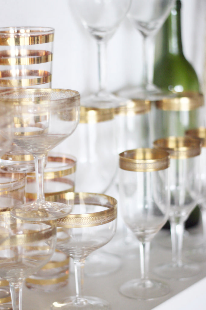Stunning gold trim vintage glassware