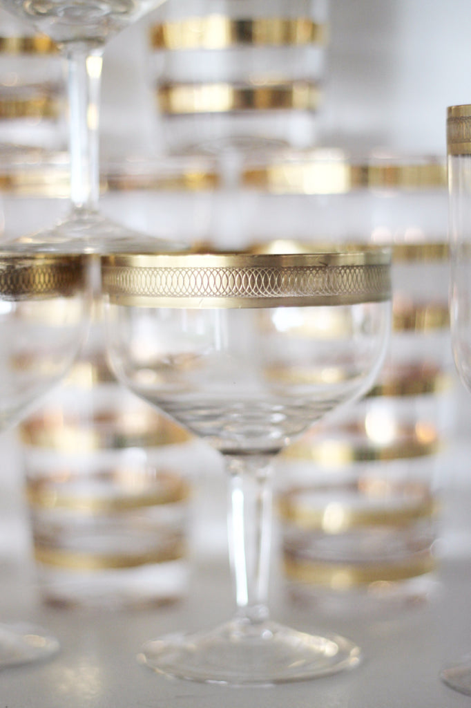 Stunning gold trim vintage glassware