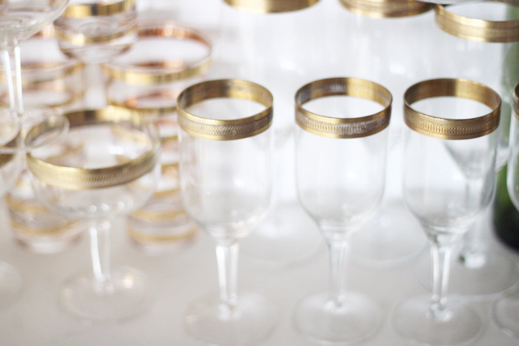 Stunning gold trim vintage glassware