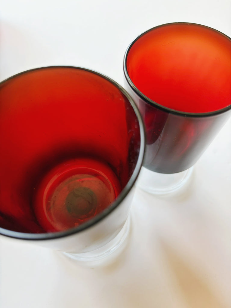 Vintage French Luminarc Cavalier Stemware Ruby Red Glassware Set of 8