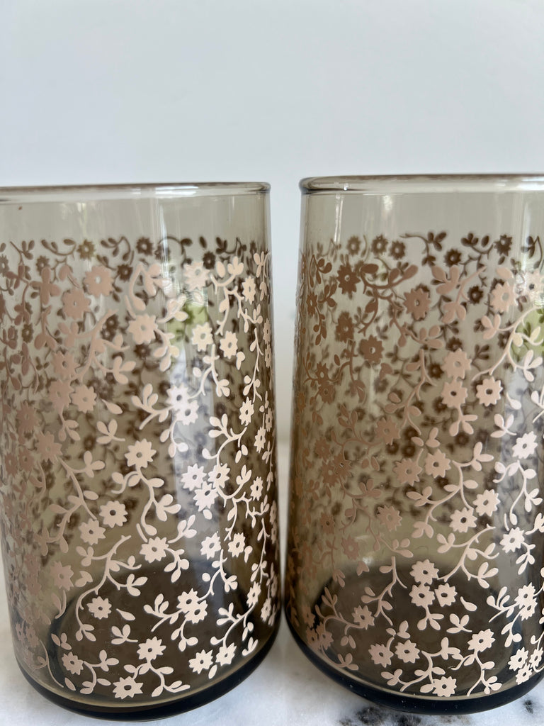 Vintage Floral Tumbler Glassware Set of 6